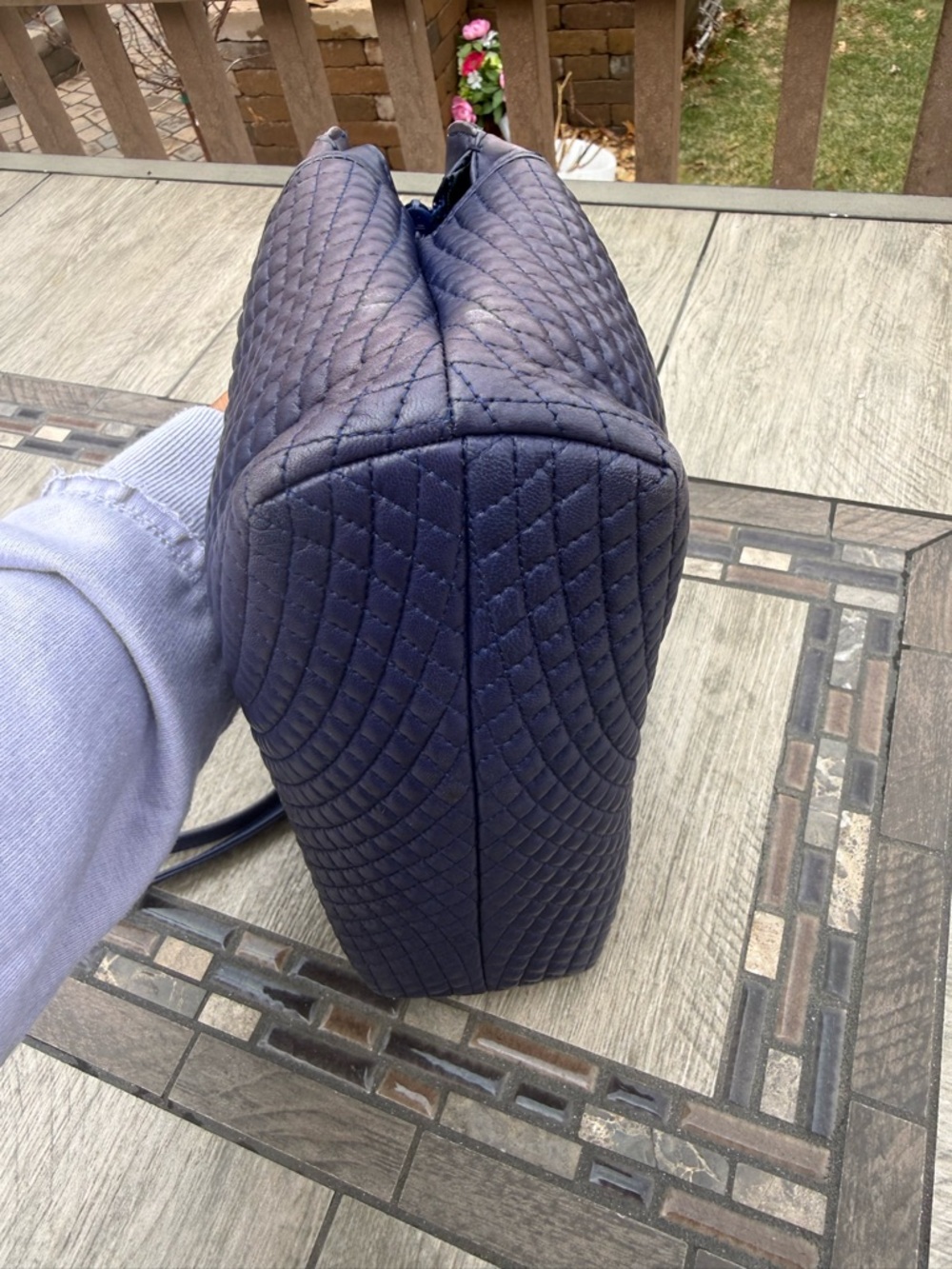 EUC Bally Vintage Soft quilted leather Navy Blue Gold Tassels shoulder Bag - Picture 11 of 15
